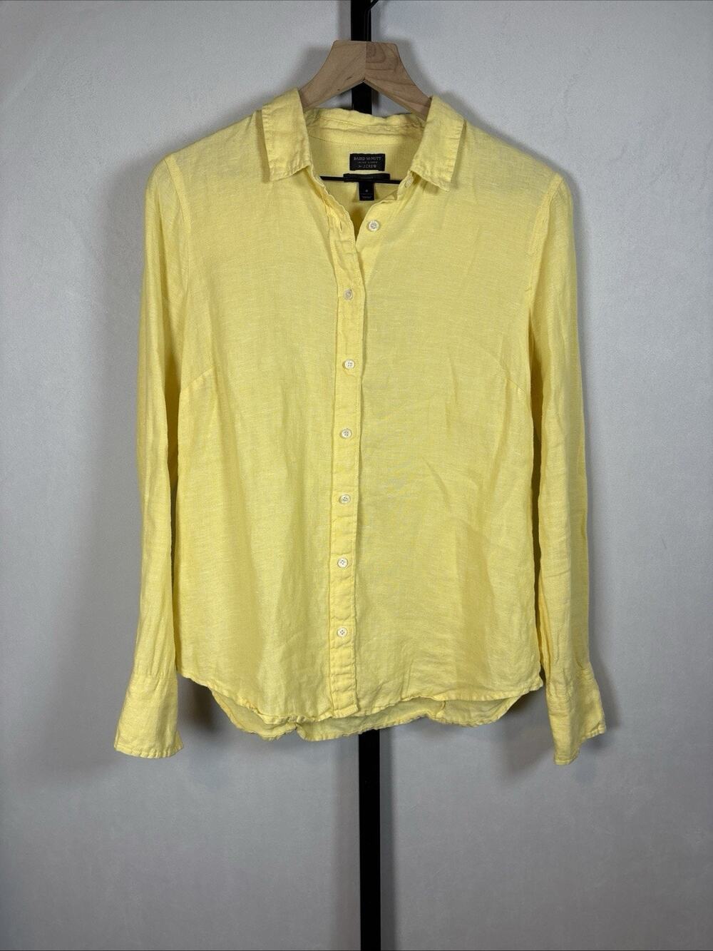 J.Crew Baird McNutt Irish Linen Shirt Women's 6 Yellow Button Up Preppy Academia